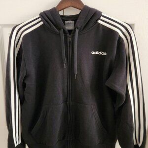 Adidas Men's Full-Zip Hoodie - Size Large - Black - 3 Stripes - Like New
